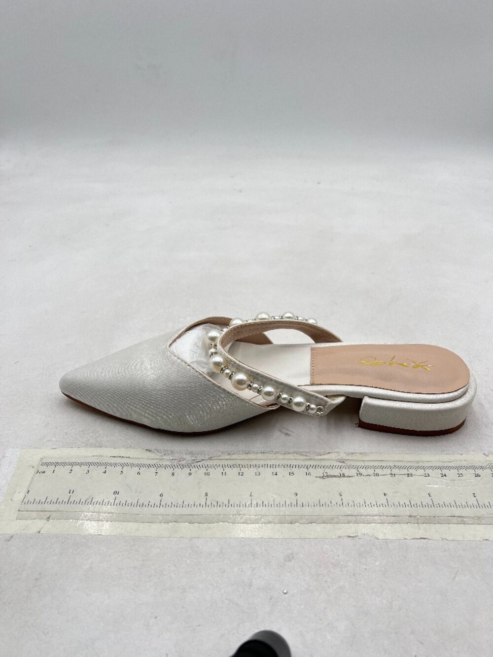 XYD White Satin Mules for Women Comfy Raffia Woven Strap Closed Pointed Toe Mule